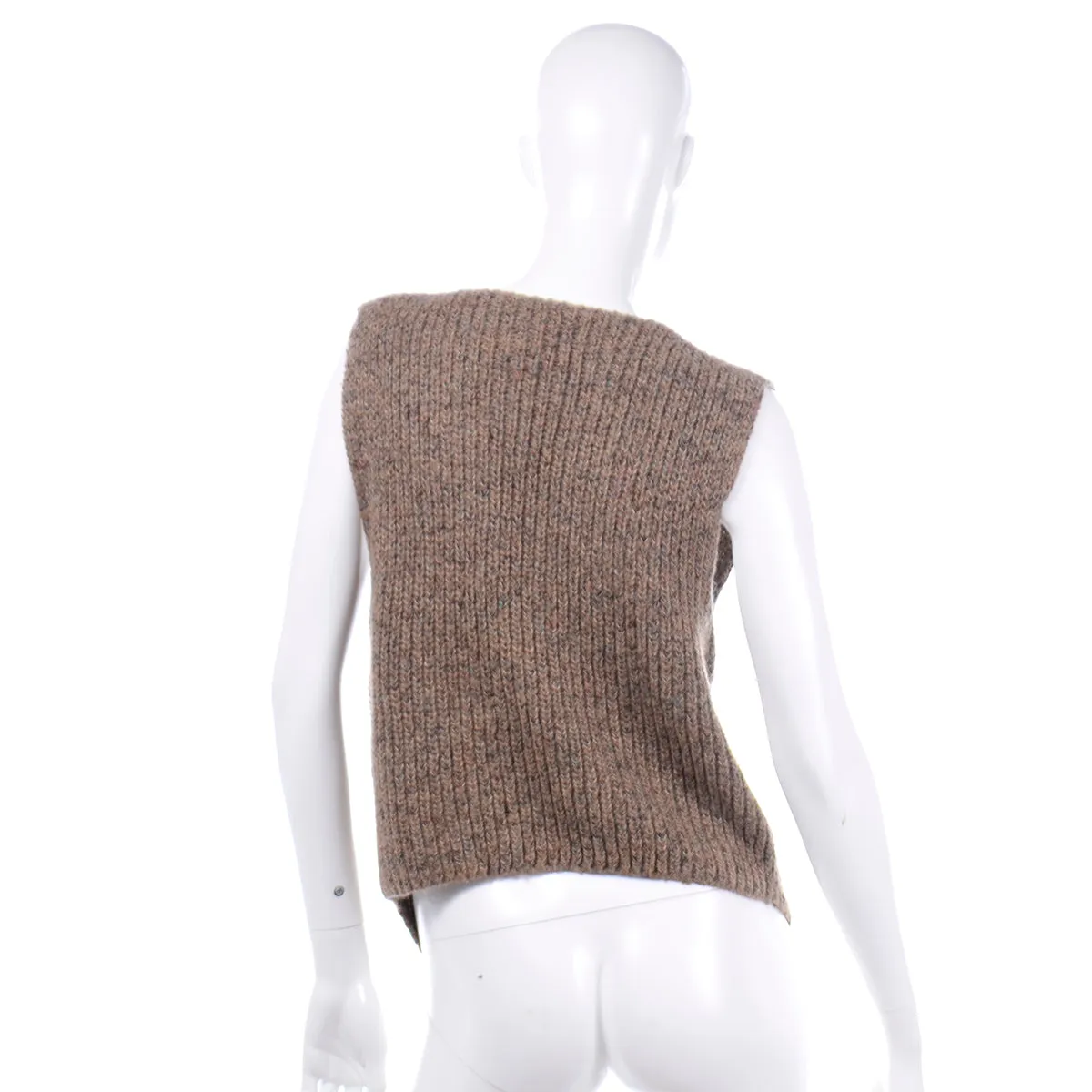 1970's Anne Klein Brown Mohair Blend Pointed Hem Sweater Vest