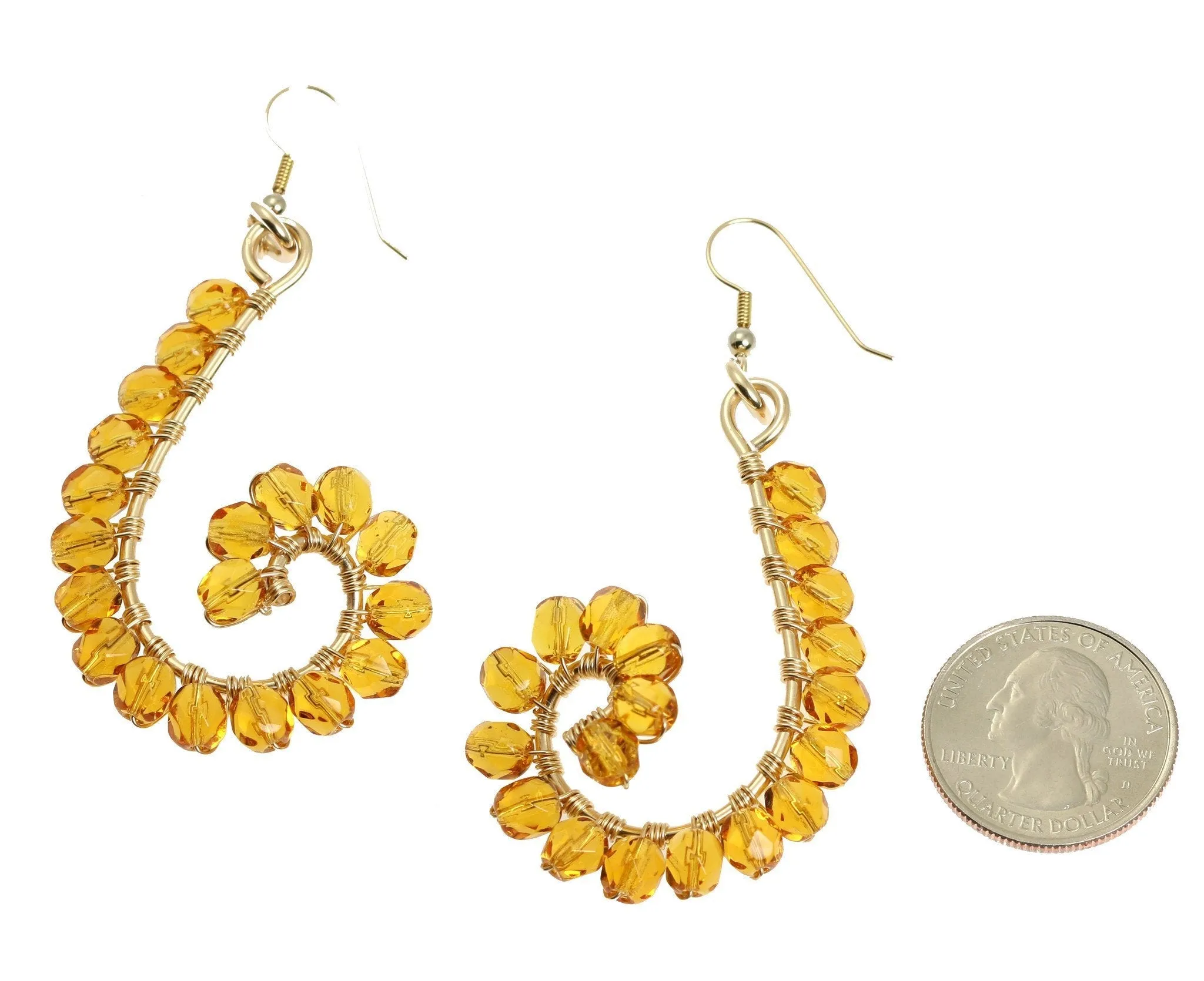 Amber Wire Wrapped 14K Gold-filled Earrings