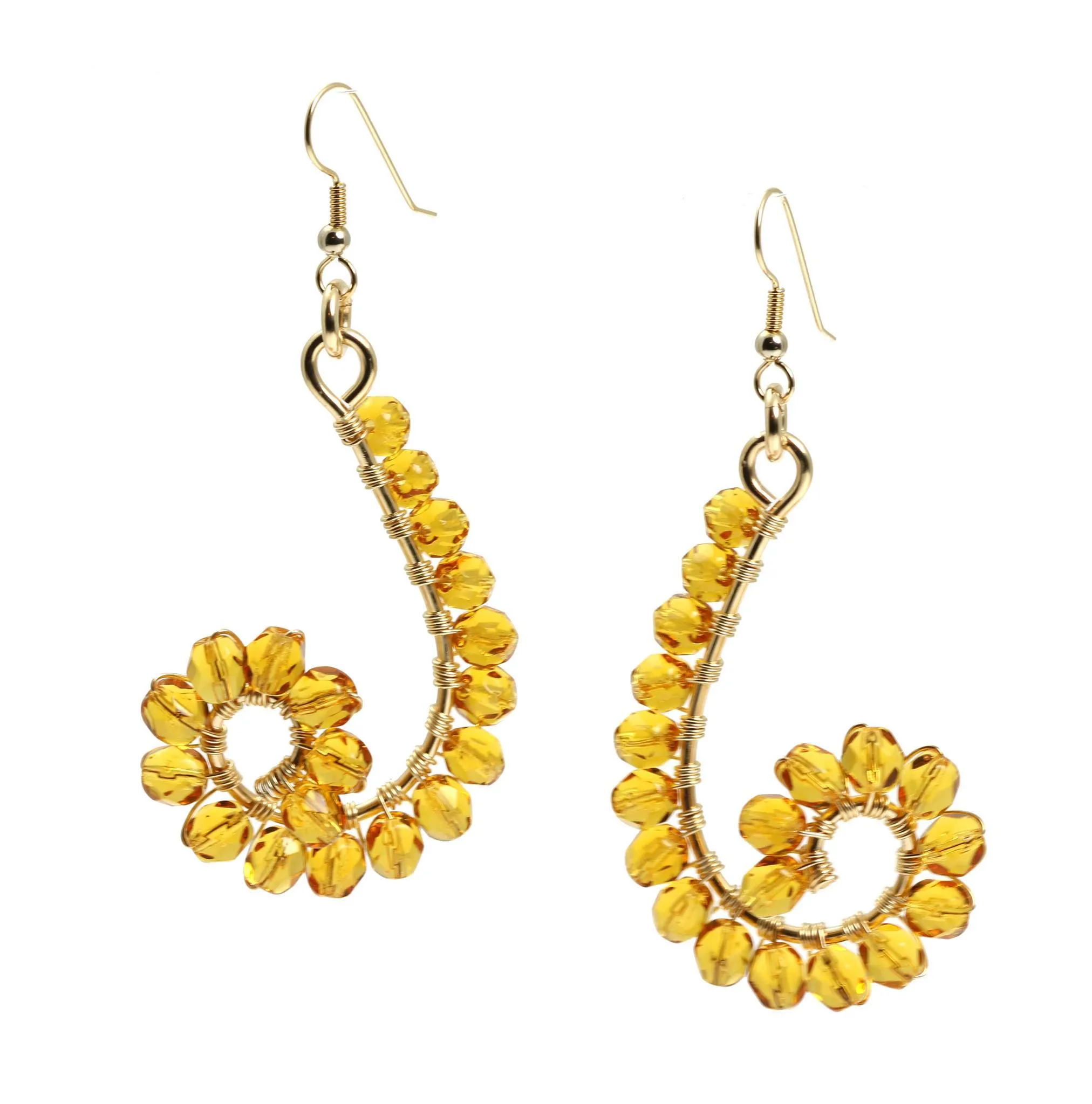 Amber Wire Wrapped 14K Gold-filled Earrings