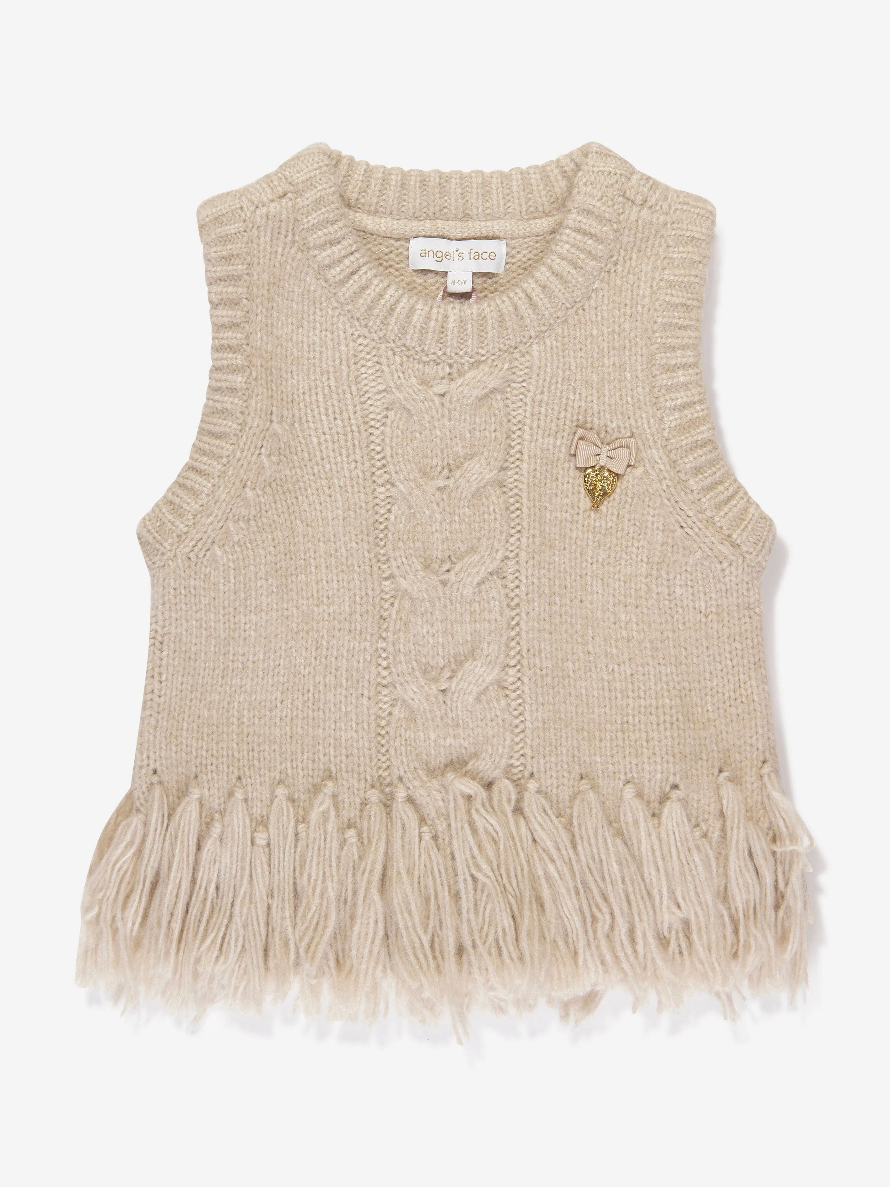 Angels Face Girls Ava Fringed Tank Top in Beige