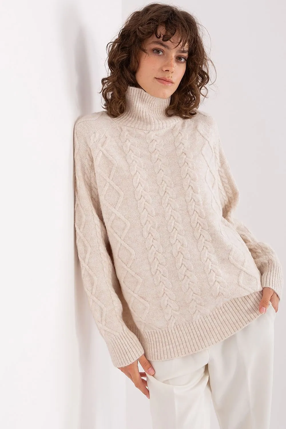 A.T. Oversized European Knitted Turtleneck Sweater-model 189230