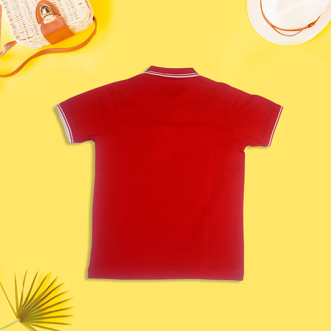 Boys Red Embroidered T-Shirt