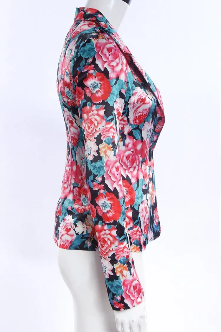 Clearance Fashion Flower Print Slim Short Blazers