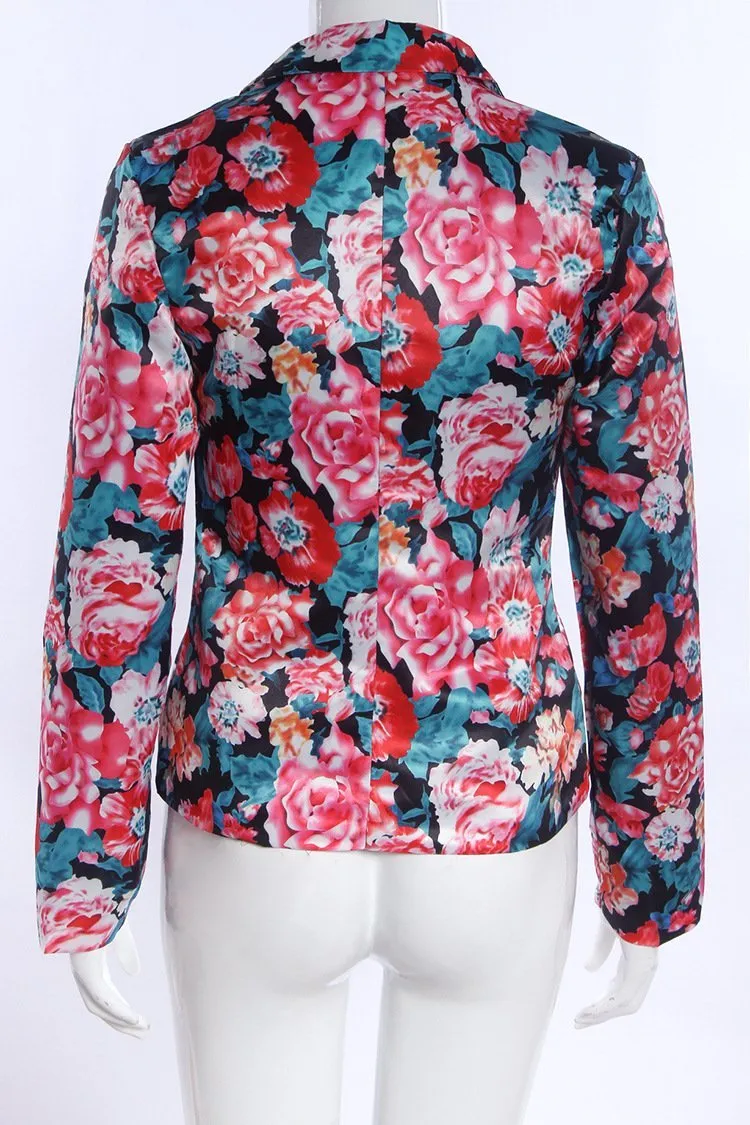 Clearance Fashion Flower Print Slim Short Blazers