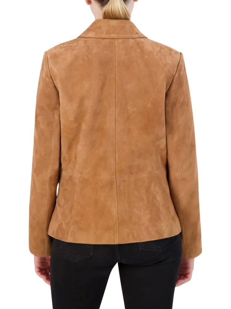 Cole Haan Solid Suede Blazer in Hazelnut