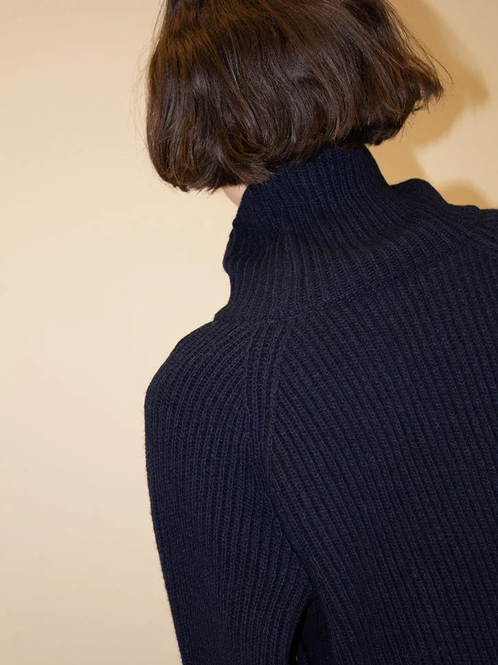 Dunst Ribbed Turtleneck Sweater, Navy