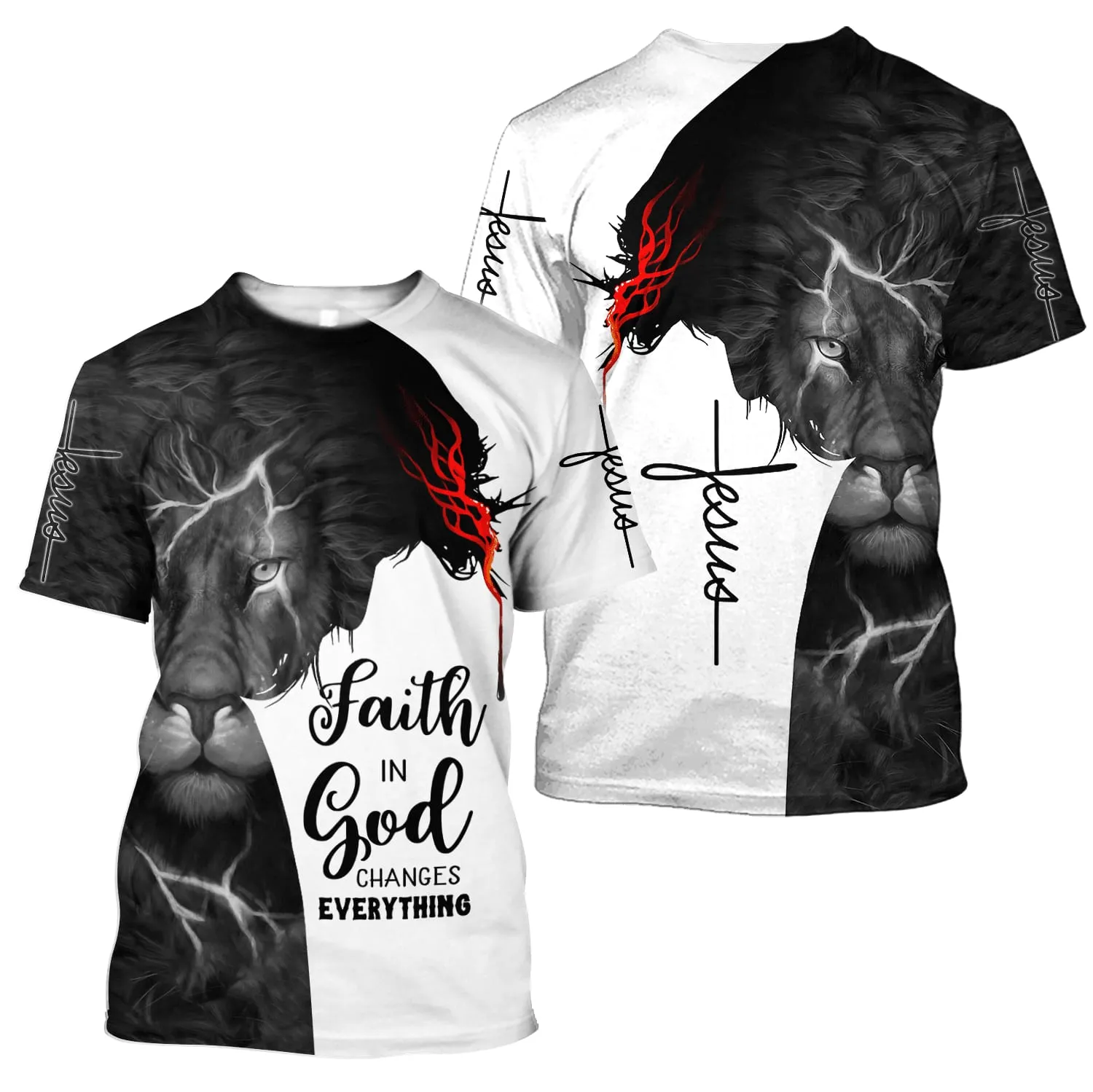 Faith In God Jesus Lion Jesus Unisex Shirt - Christian 3D Shirt