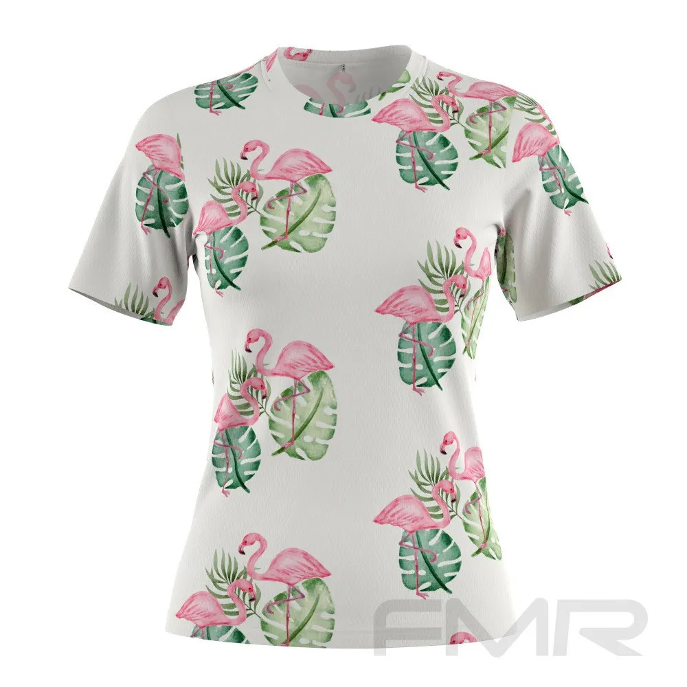 FMR Women's Flamingo Print Short Sleeve Running Shirt