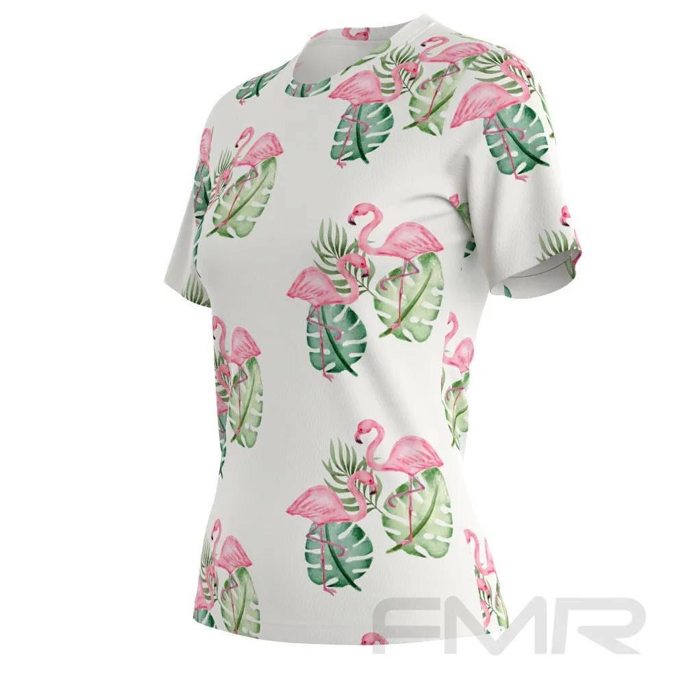 FMR Women's Flamingo Print Short Sleeve Running Shirt