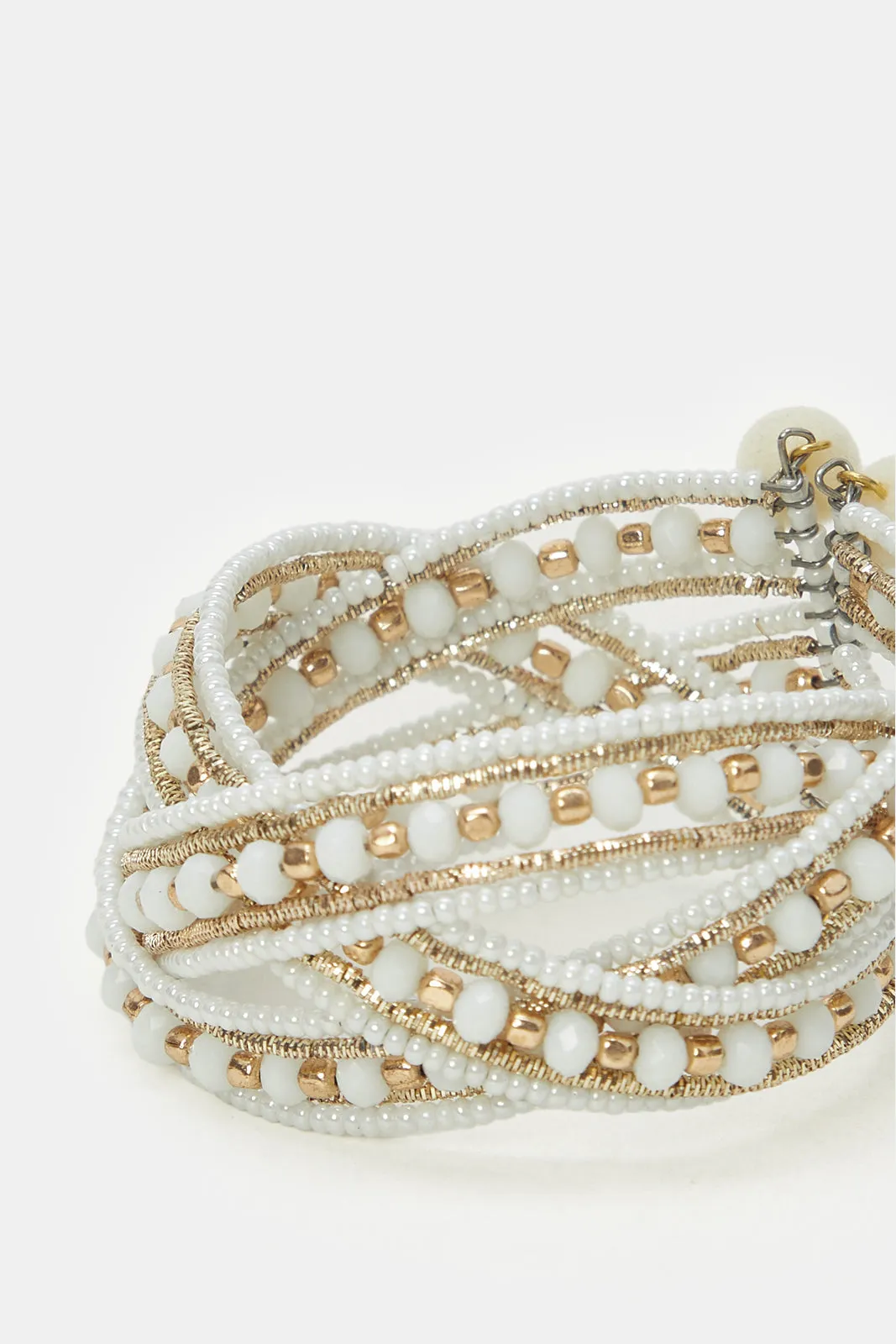 Girls White And Gold Pearls Cuff