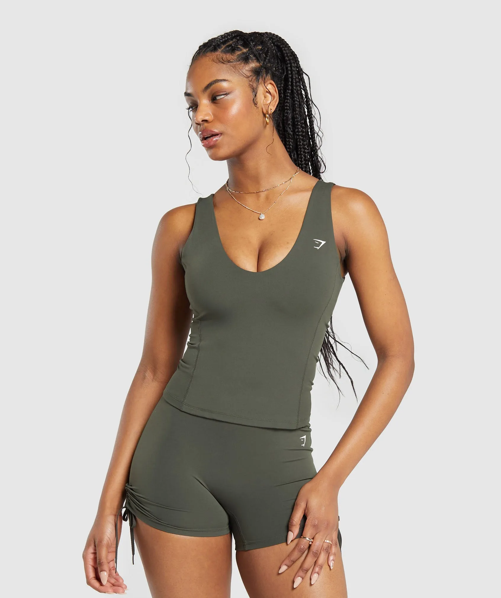 Gymshark Ruche Tank - Strength Green