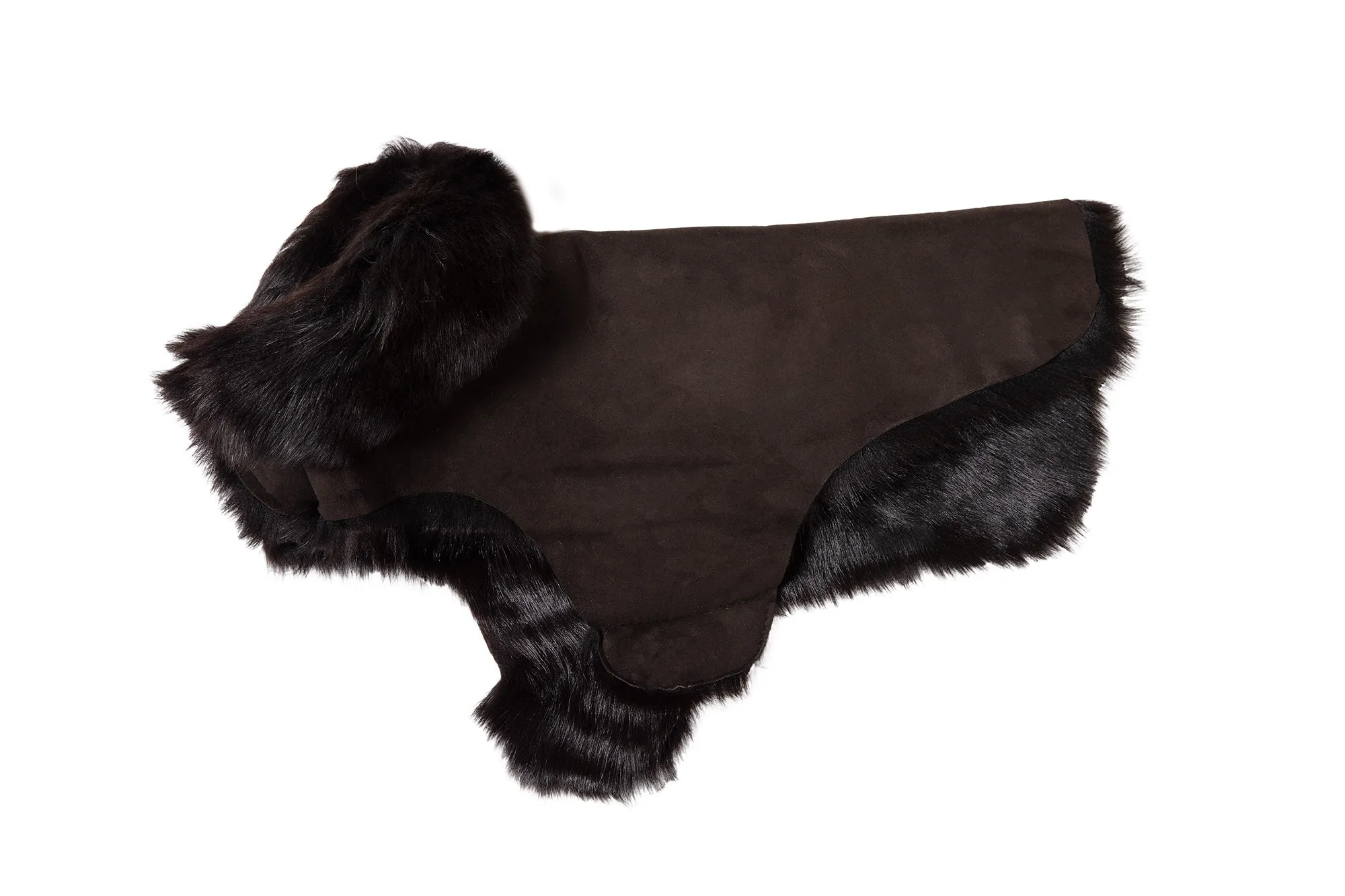 Hand-Cut Shearling Long Fur Dog Coat - Brown