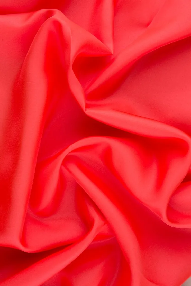 Hot Coral Habotai Silk Fabric