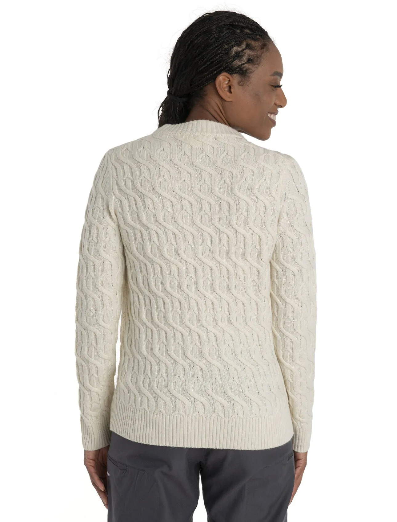 Icebreaker Merino Cable Knit Crewe Sweater (Women's) Undyed