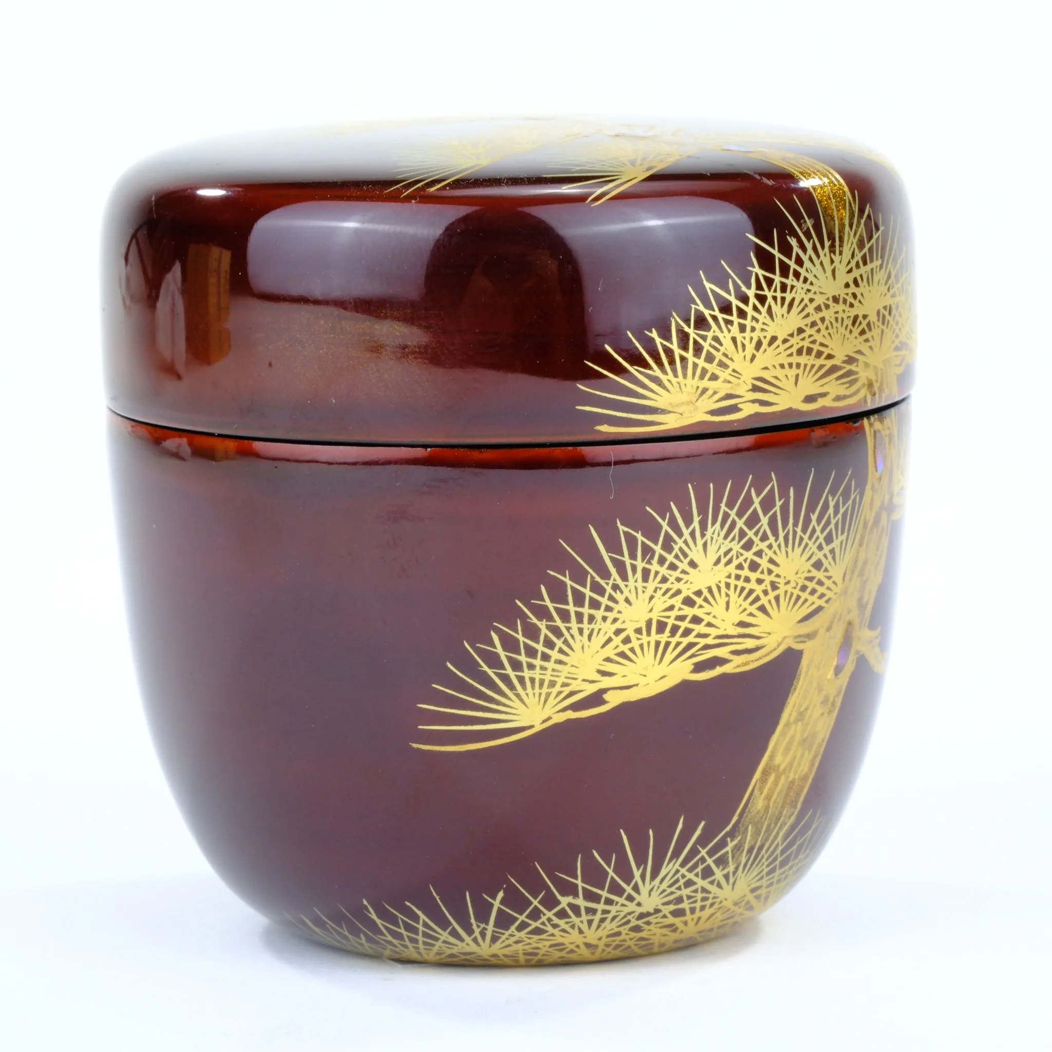 Japanese Tea Ceremony Natsume Tame-uri Laquer Gold Makie Oimatsu Pine