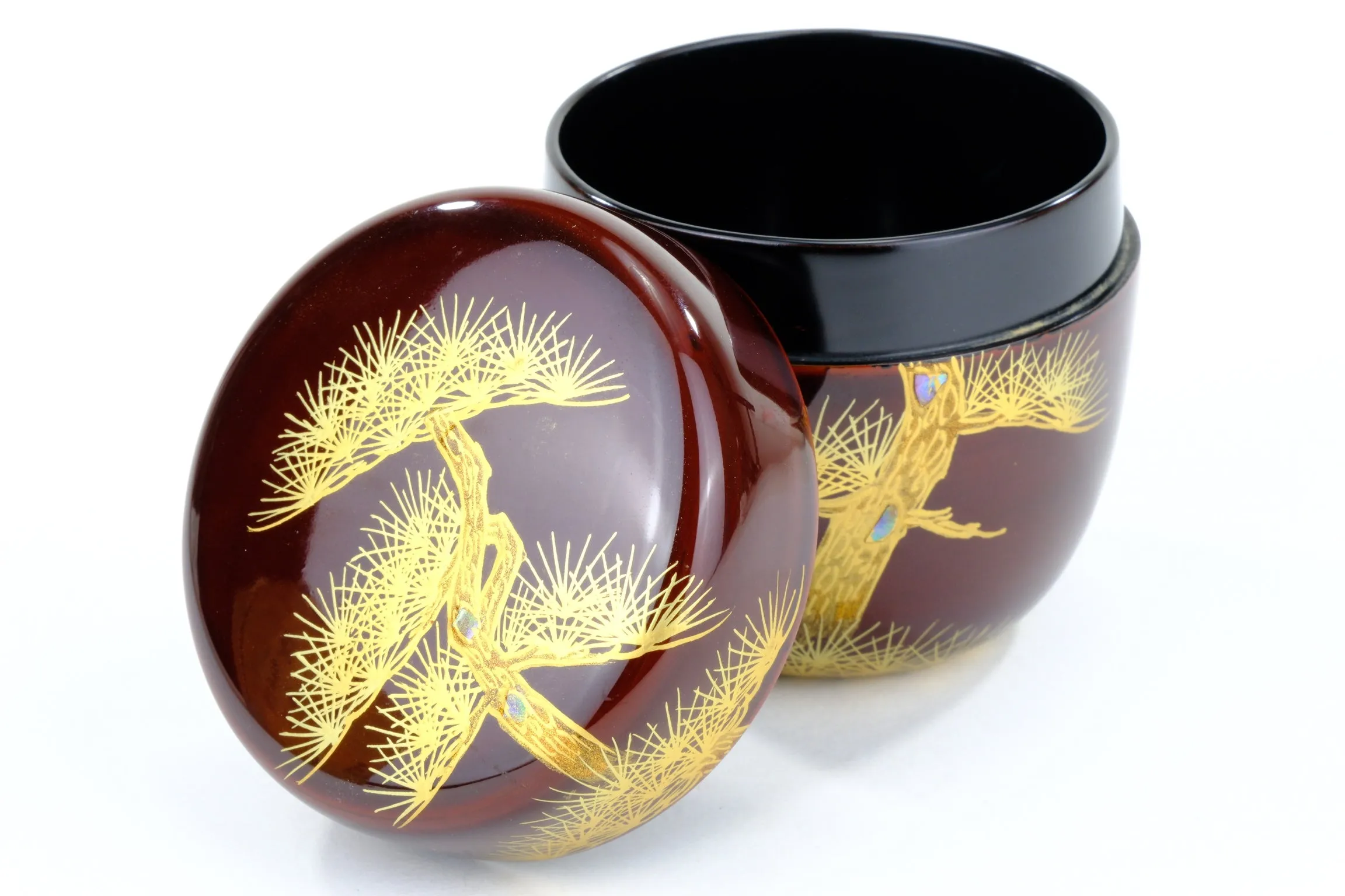 Japanese Tea Ceremony Natsume Tame-uri Laquer Gold Makie Oimatsu Pine