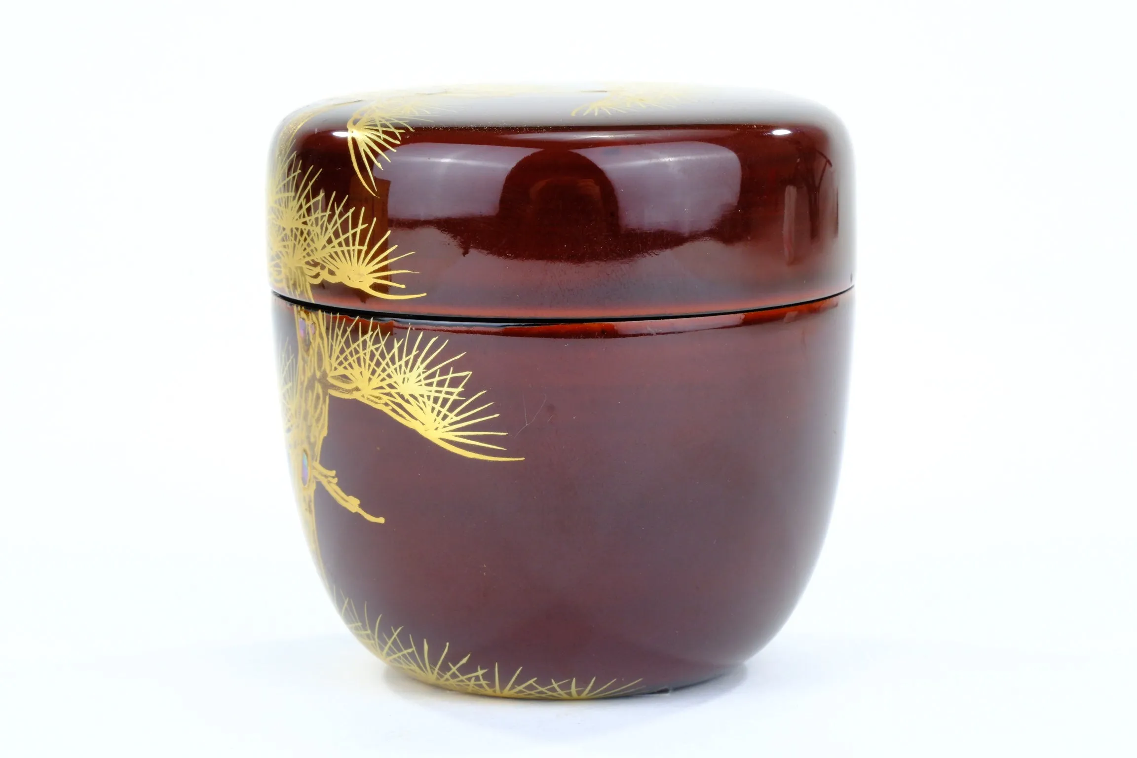 Japanese Tea Ceremony Natsume Tame-uri Laquer Gold Makie Oimatsu Pine