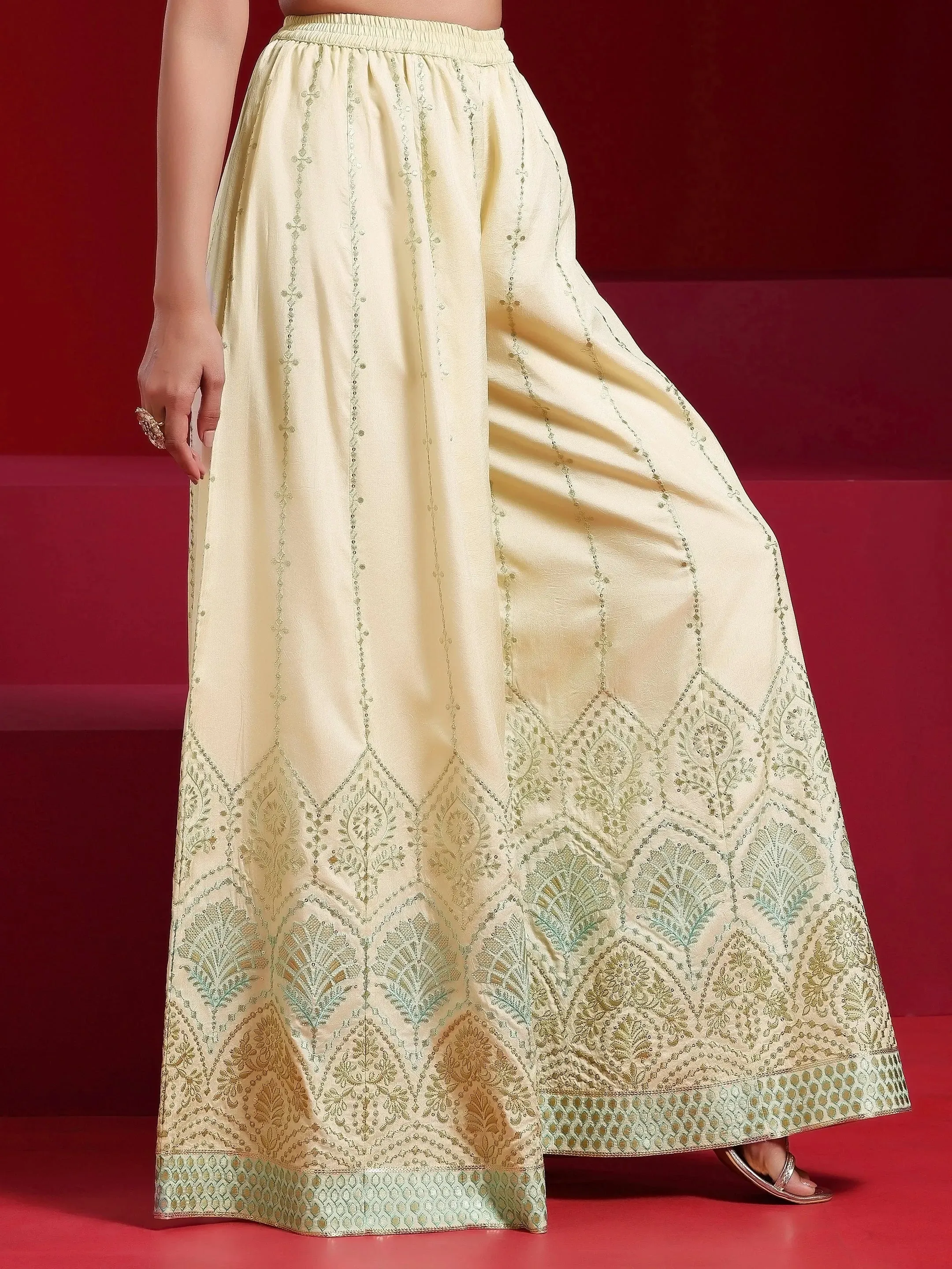 Jashvi Art Beige Embroidered Silk Blend Straight Suit With Dupatta