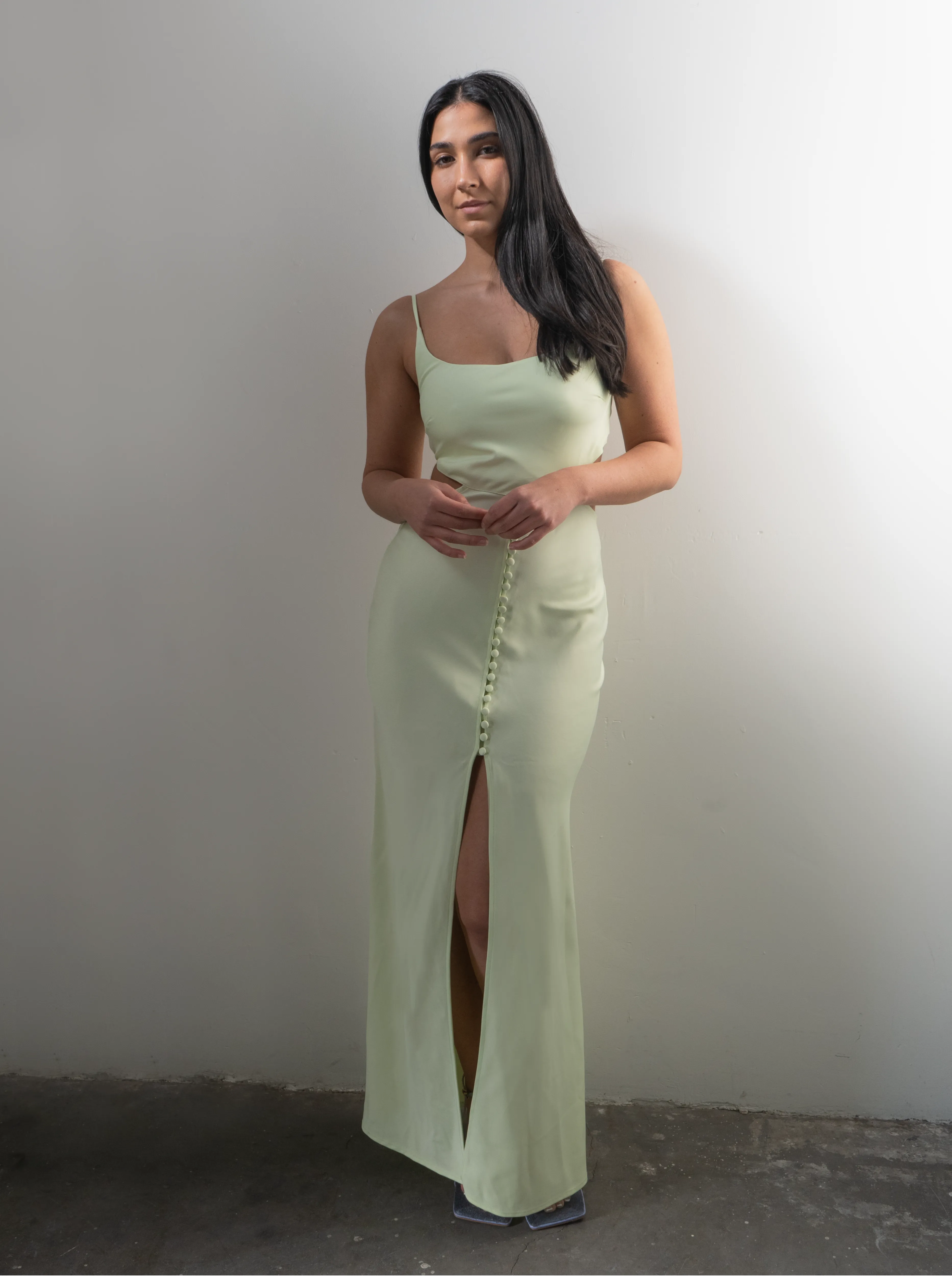 Jasmine Cut Out Maxi Dress- Lime