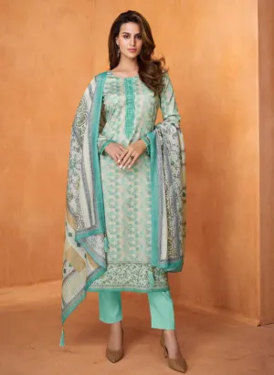 Latest Cotton Satin Unstitched Women Party Wear Salwar Suit