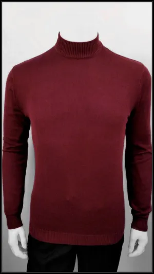 Lavane' 501M L/S Slim Fit Mock Neck Burgundy