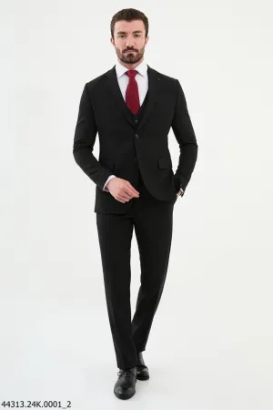 Men's Black Three-Piece Suit -  Perfect for Elegant Weddings, Corporate Events, and Seasonal Celebrations.