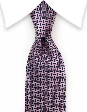 Pink & Navy Blue Geometric Tie