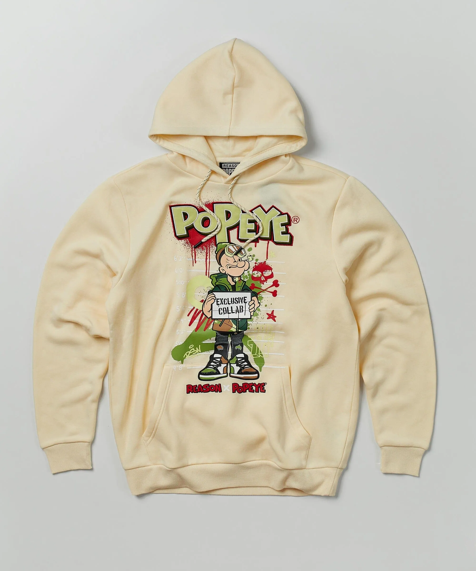 Popeye Appli Print Hoodie - Tan