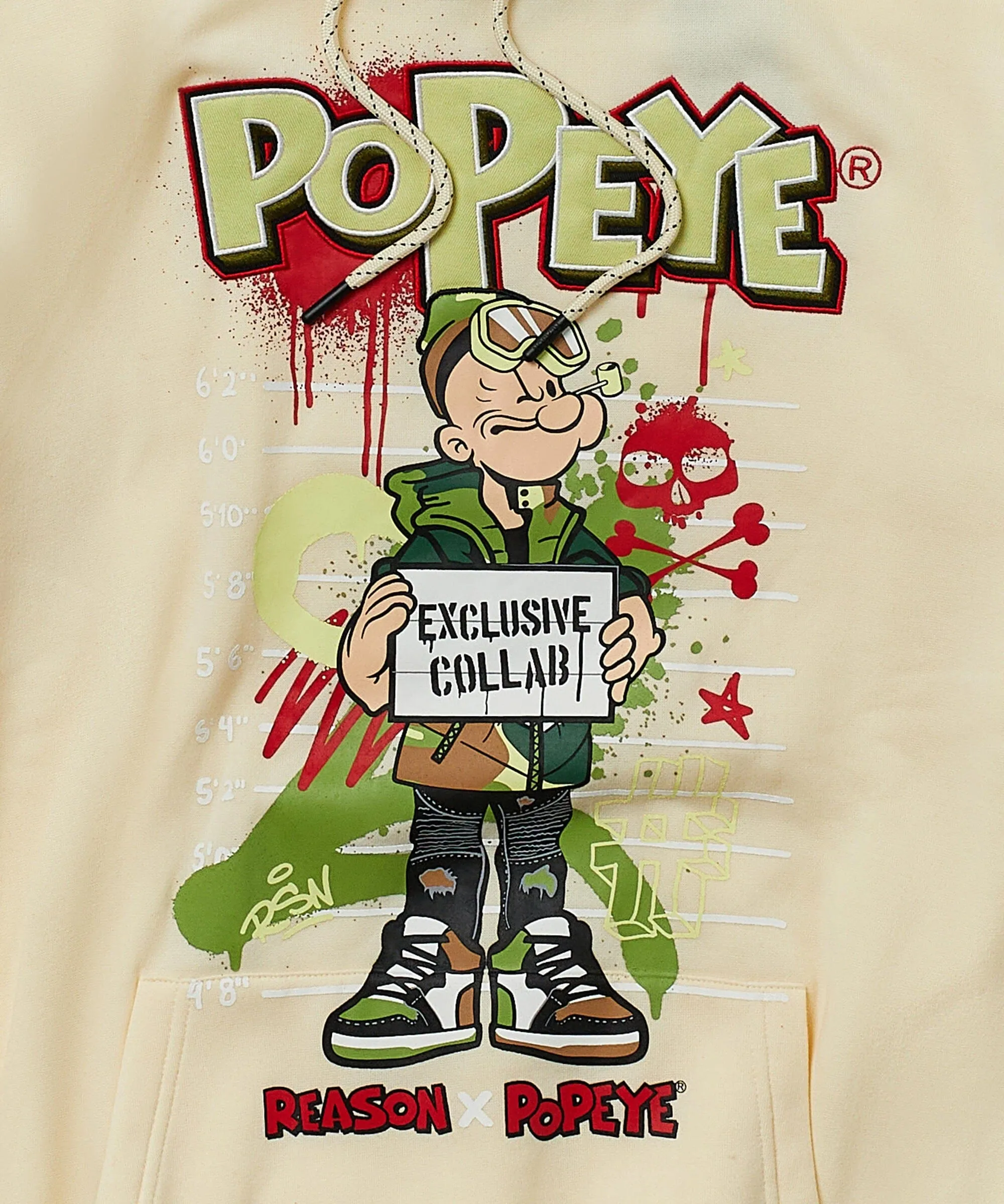 Popeye Appli Print Hoodie - Tan