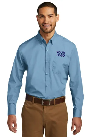 Port Authority Carefree Poplin Custom Shirts, Carolina Blue