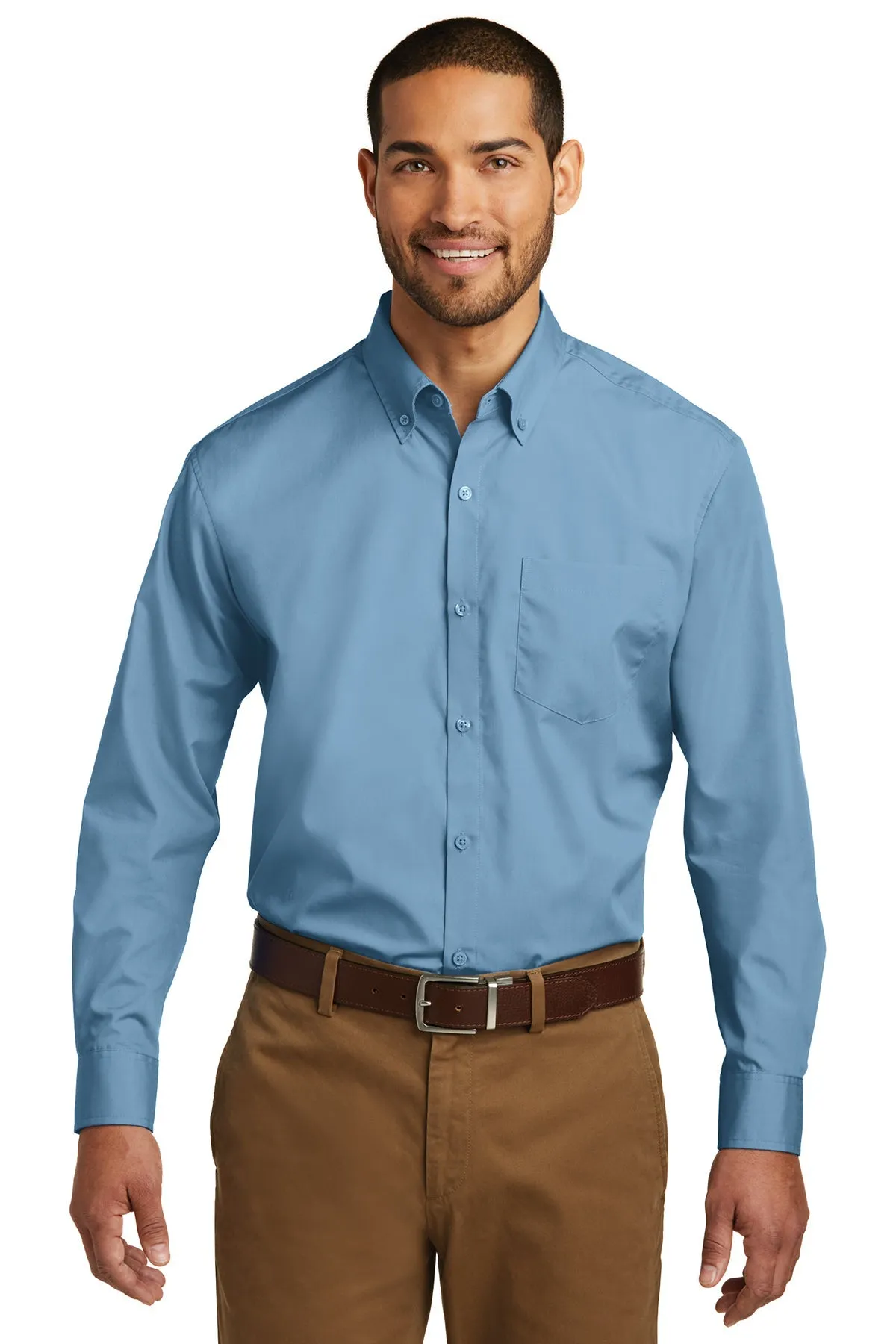 Port Authority Carefree Poplin Custom Shirts, Carolina Blue