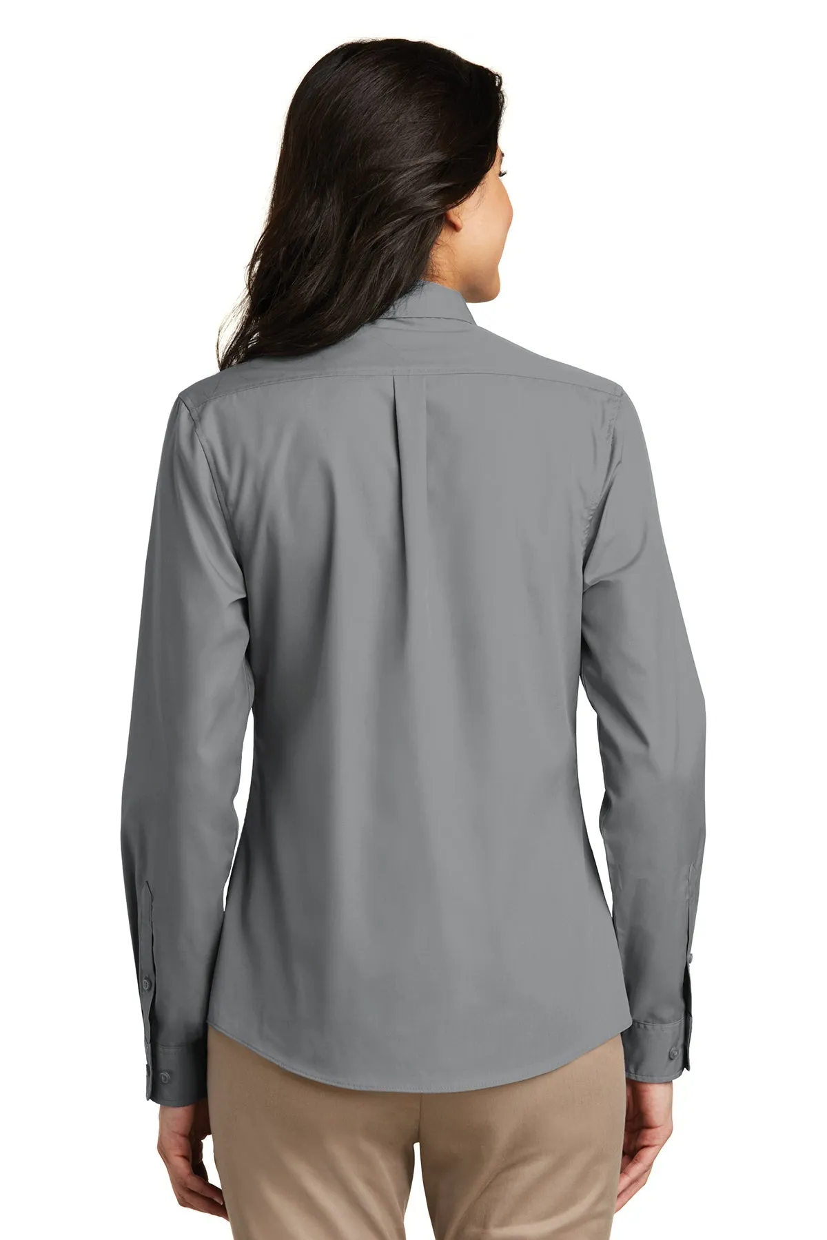 Port Authority Ladies Carefree Poplin Customized Shirts, Gusty Grey