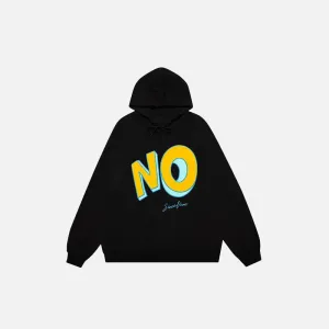 "No" Letter Print Loose Hoodie