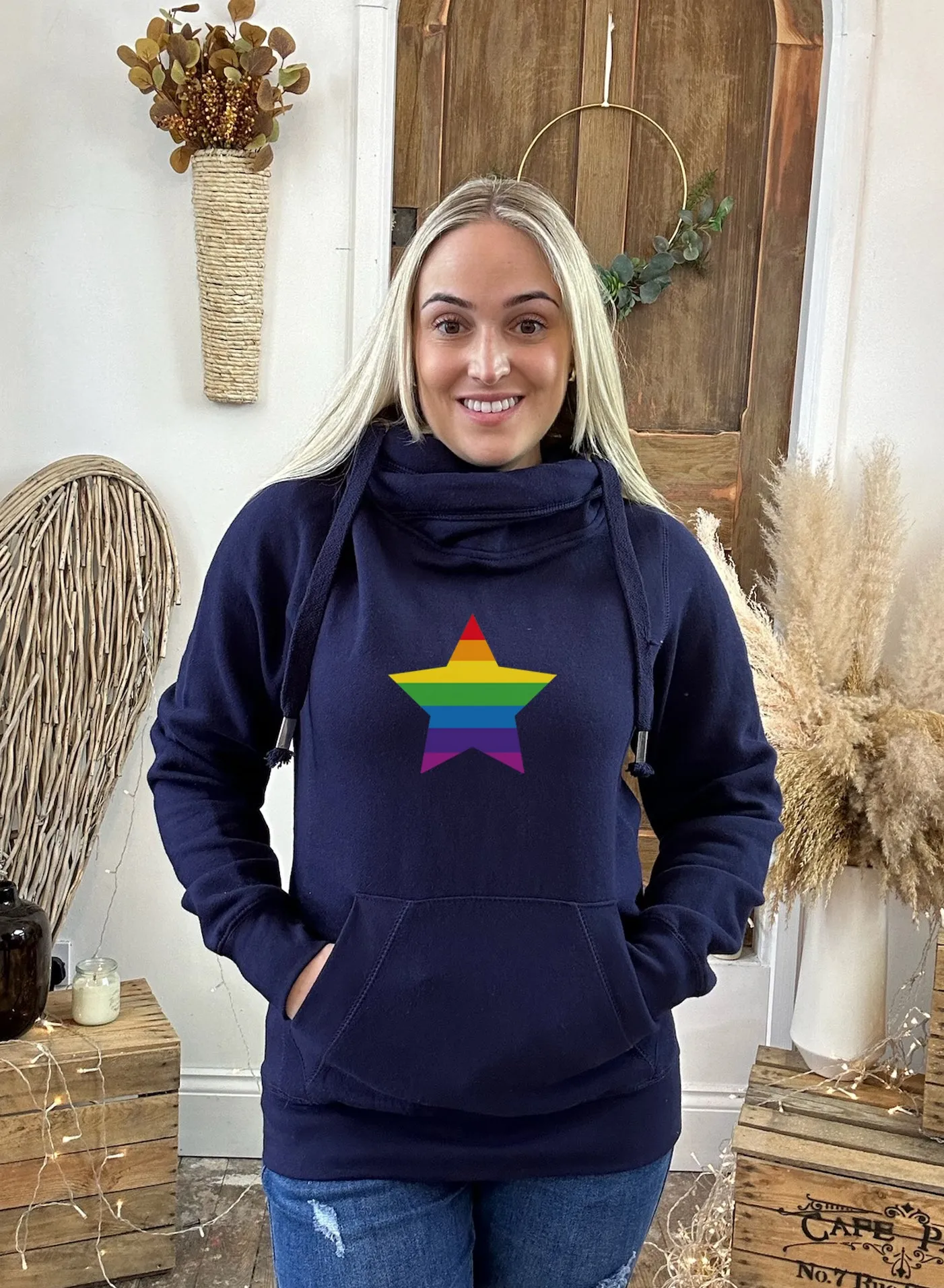 Rainbow Star Luxe Hoodie - Navy