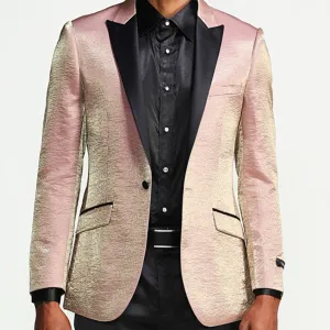 Rose Gold Prom Blazer With Black Lapel