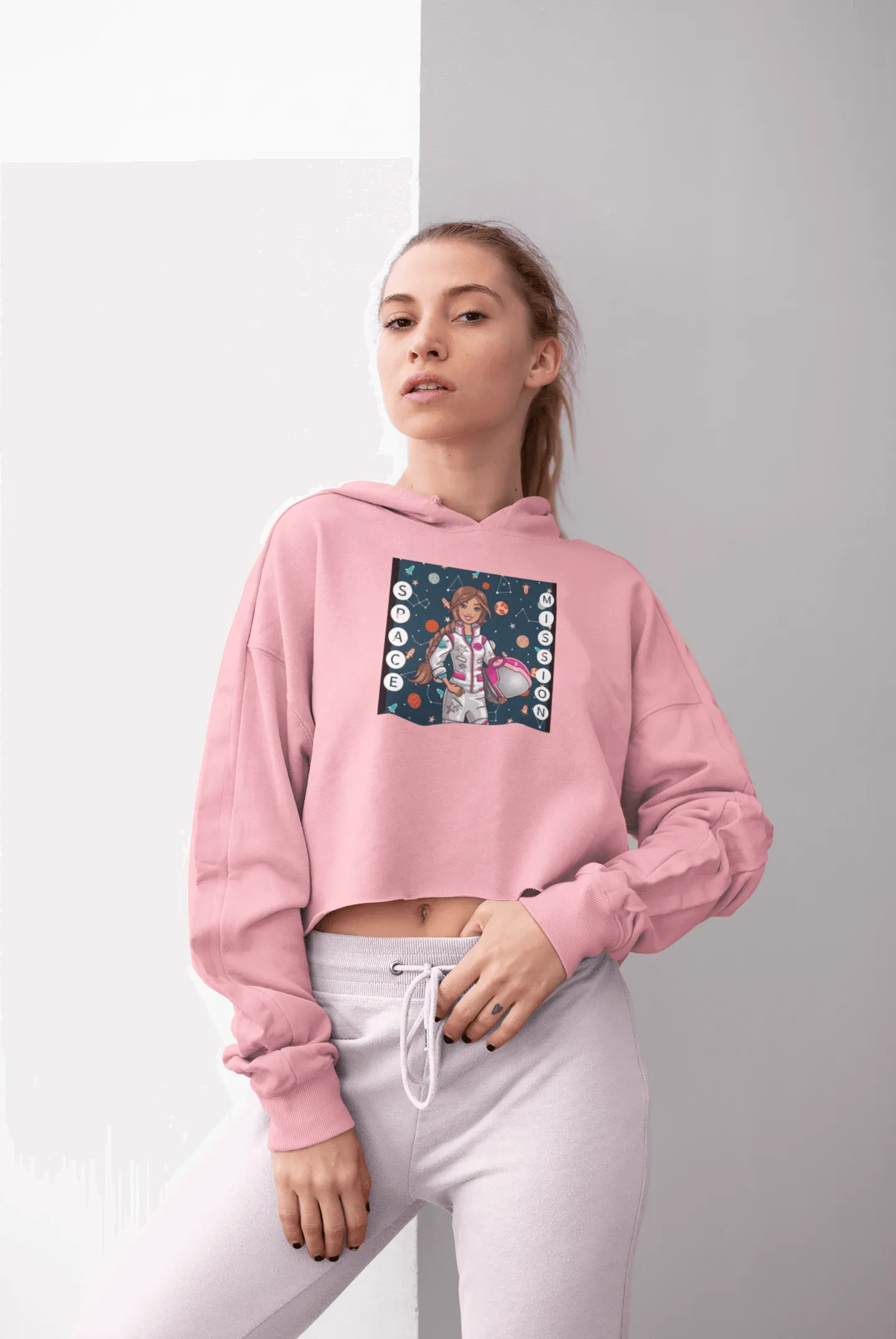 Space Mission Crop Hoodie for Girls 32