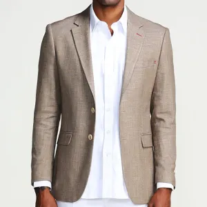 Tan Casual Blazer Two Button Notch Lapel