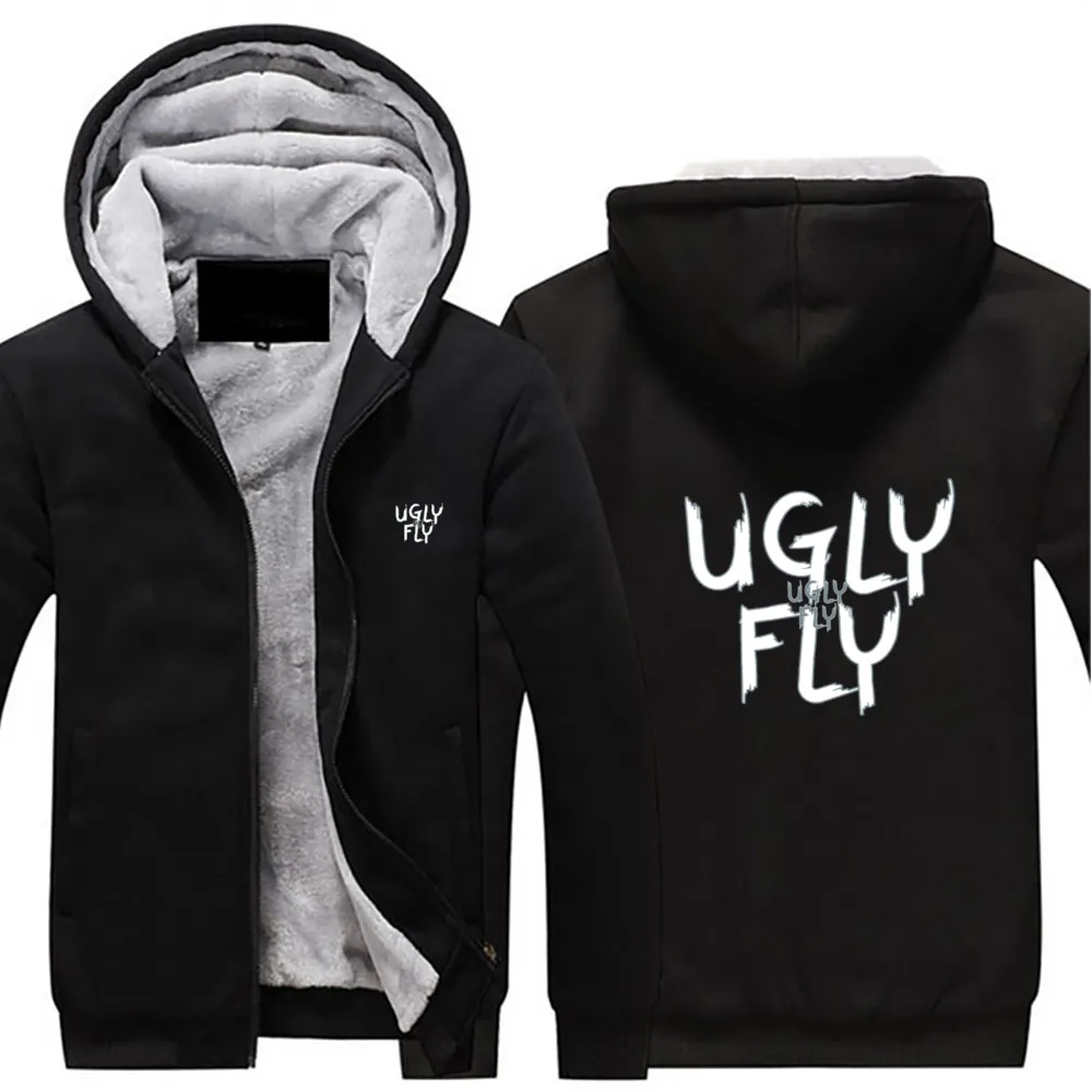 Ugly Fly Men's Thick Plush Zippered Hoodie Coat - 4 colors