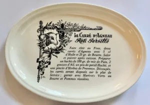 Vintage Black Transferware Platter Lamb Le Carré D’Agneau Rôti Persillé French Advertising