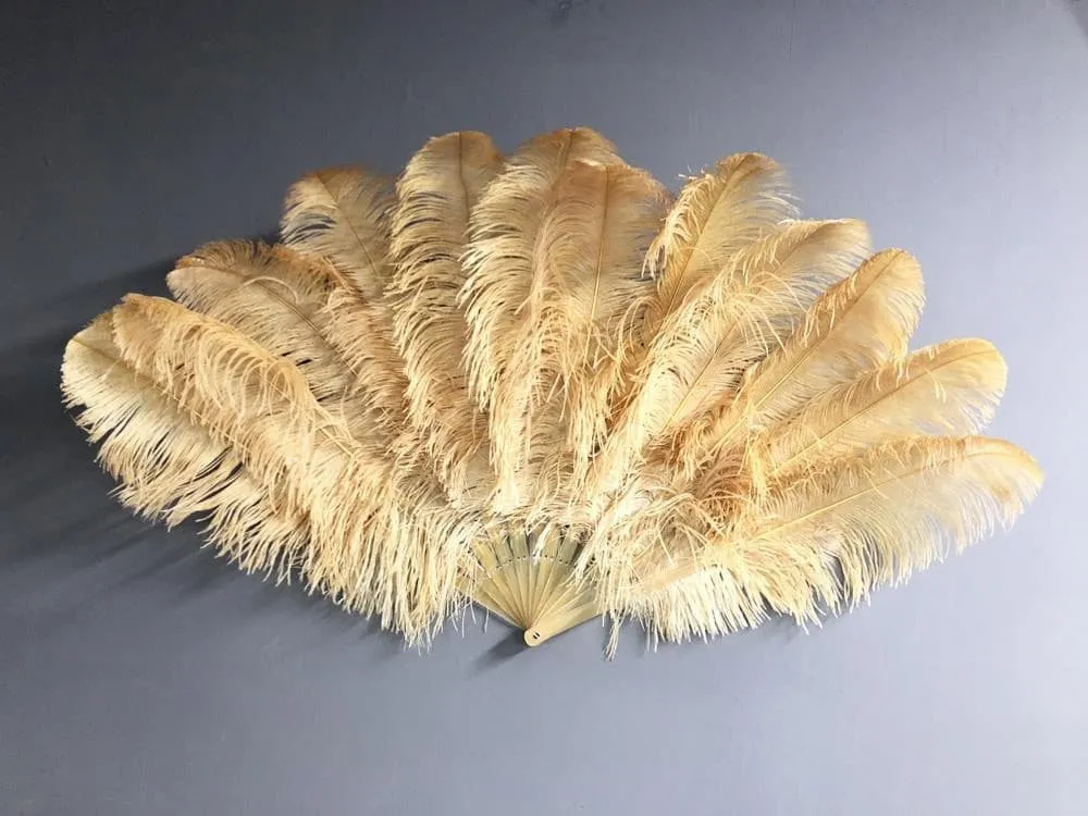 Wheat intermediate 2 layers Ostrich Feather Fan 30"x 54"