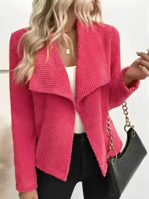 Women's Chic Solid-Color Open Front Waffle Blazer | Ideal for All Seasons