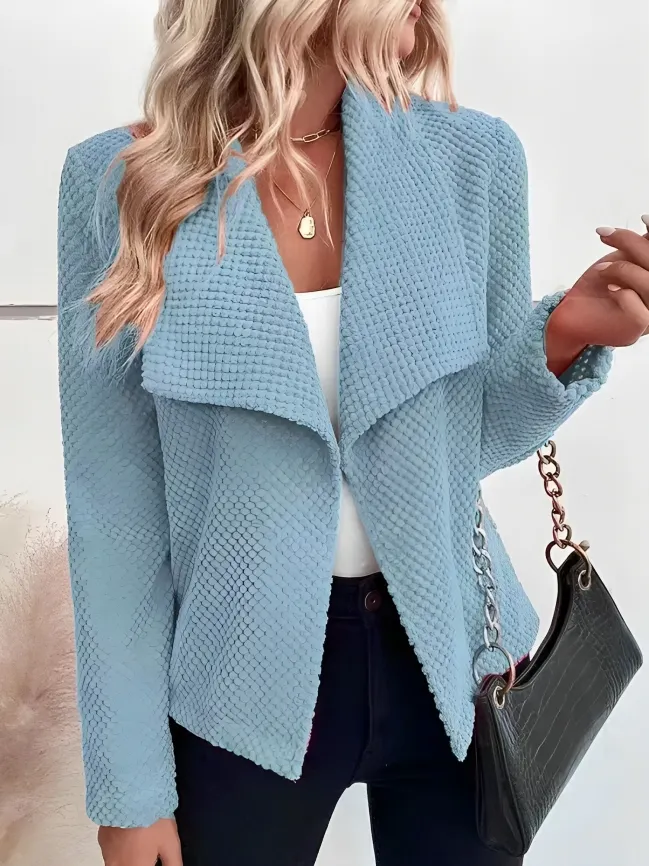 Women's Chic Solid-Color Open Front Waffle Blazer | Ideal for All Seasons