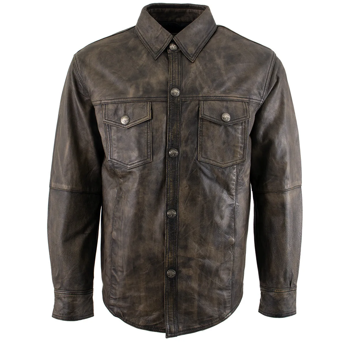 Xelement XS942 Men's 'Nickel' Distressed Brown Casual Biker Rider