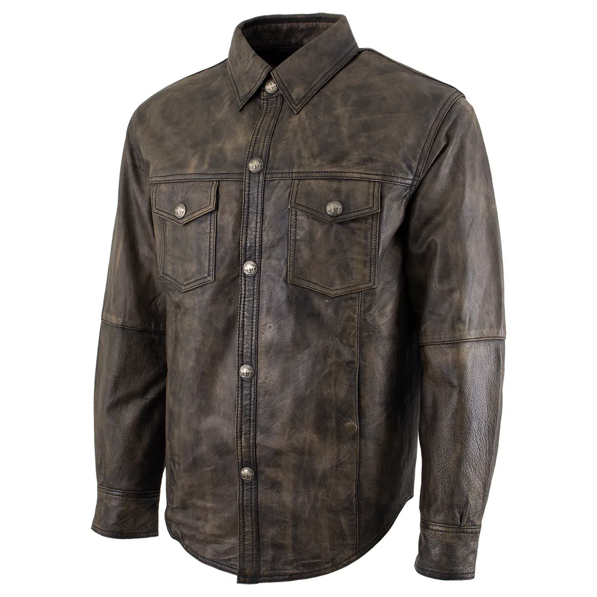 Xelement XS942 Men's 'Nickel' Distressed Brown Casual Biker Rider